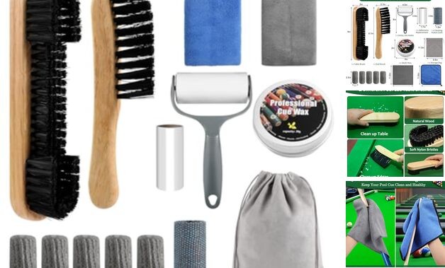 Pool Table Brush Set, 14pcs Billiard Table Felt and Cue Cleaning Accessories