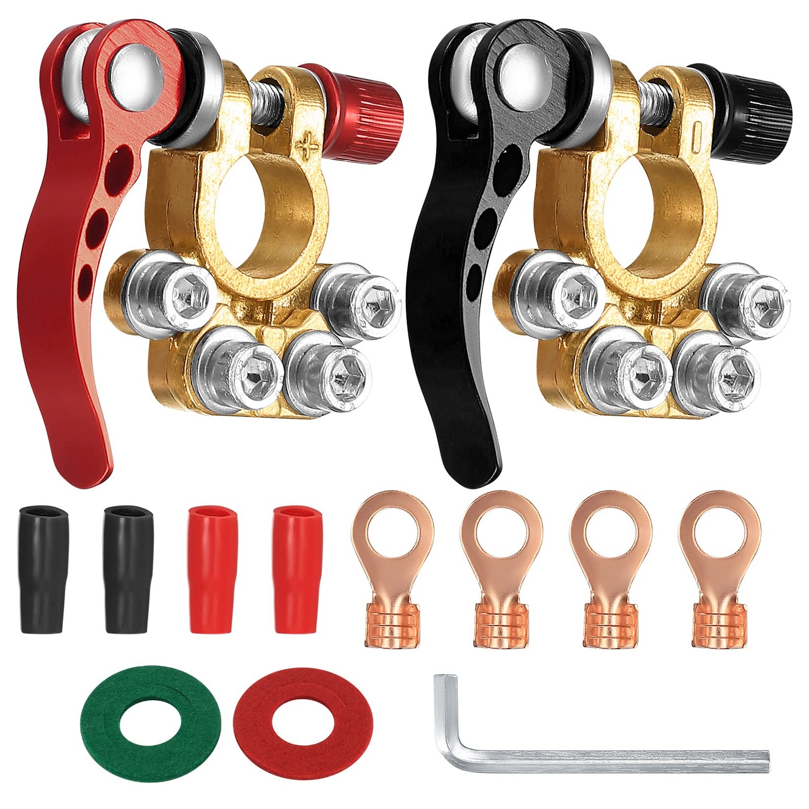 Car Battery Terminal Connectors, 2pcs Battery Terminals Top Post, 4 Way Auto ...