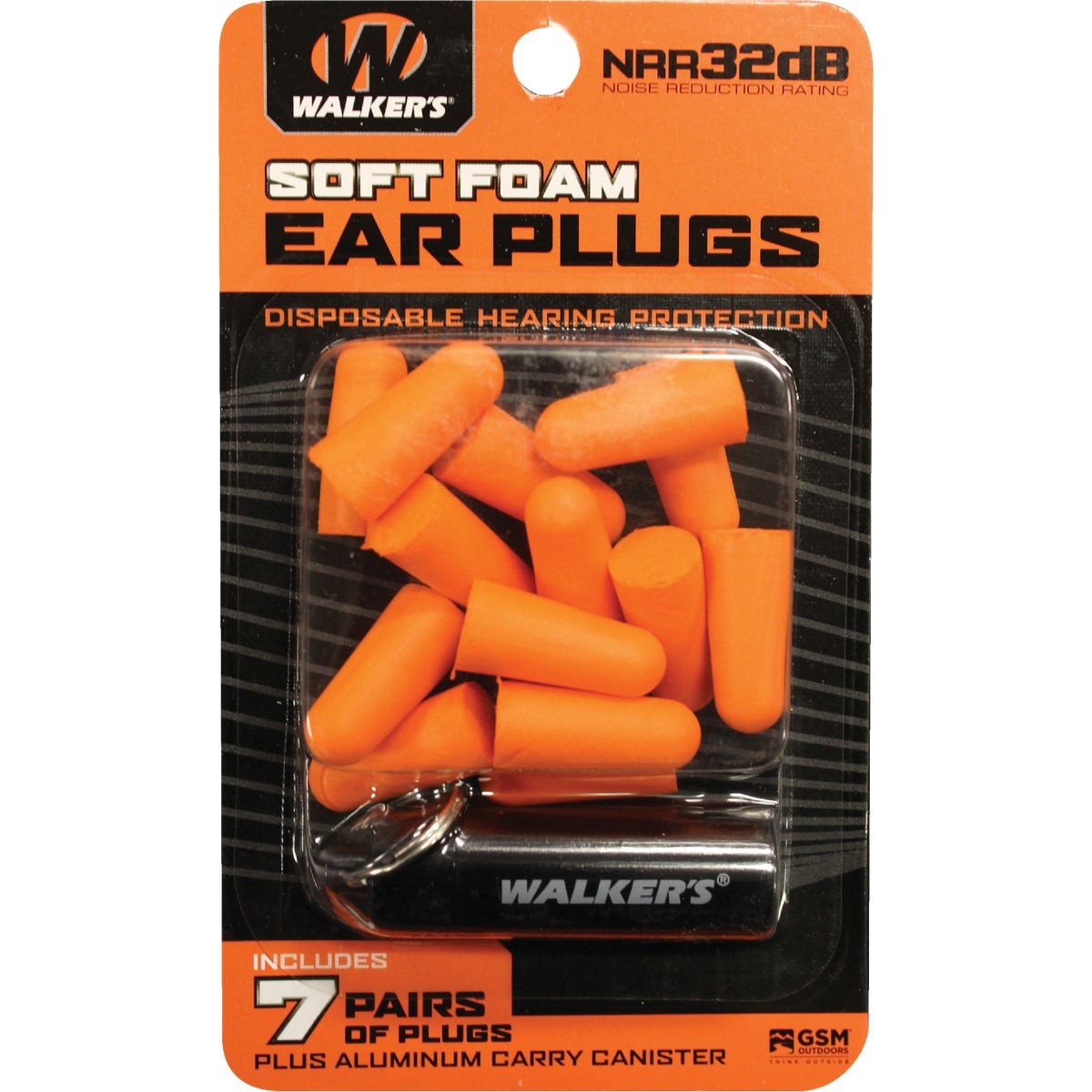 Walker's Soft Foam Neon Orange Ear Plugs (7-Pair) GWP-PLGCAN-OR Walker's