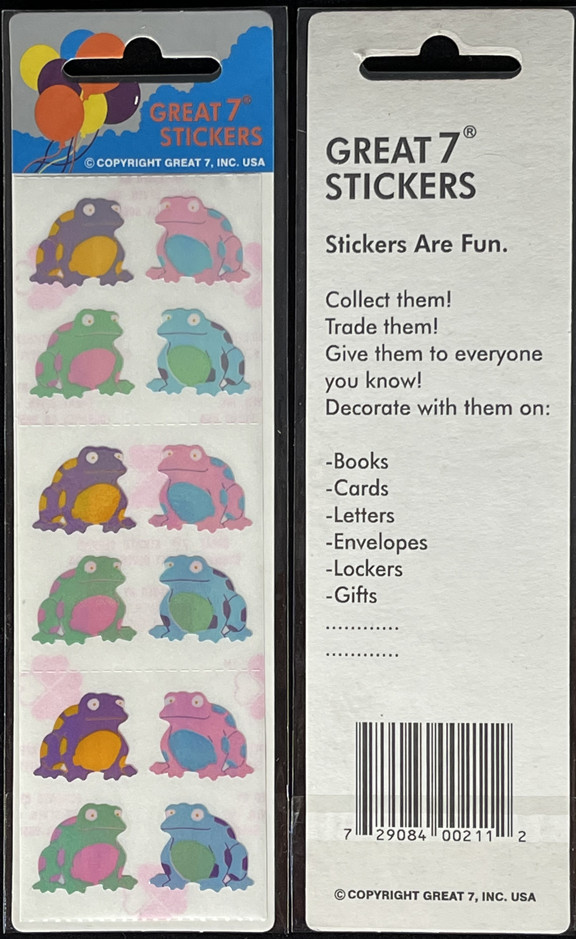 12 packages of Pearlized Tropical Frog Stickers, Great 7 Sticker Design, PMP3104