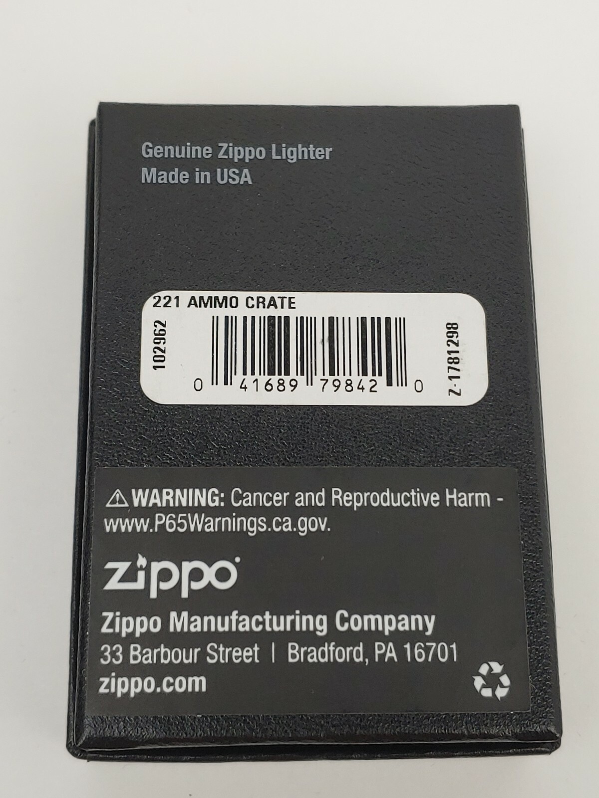 ZIPPO 221 AMMO CRATE Green Matte Lighter - NOV (K) 2021 - NEW/Never Fired!
