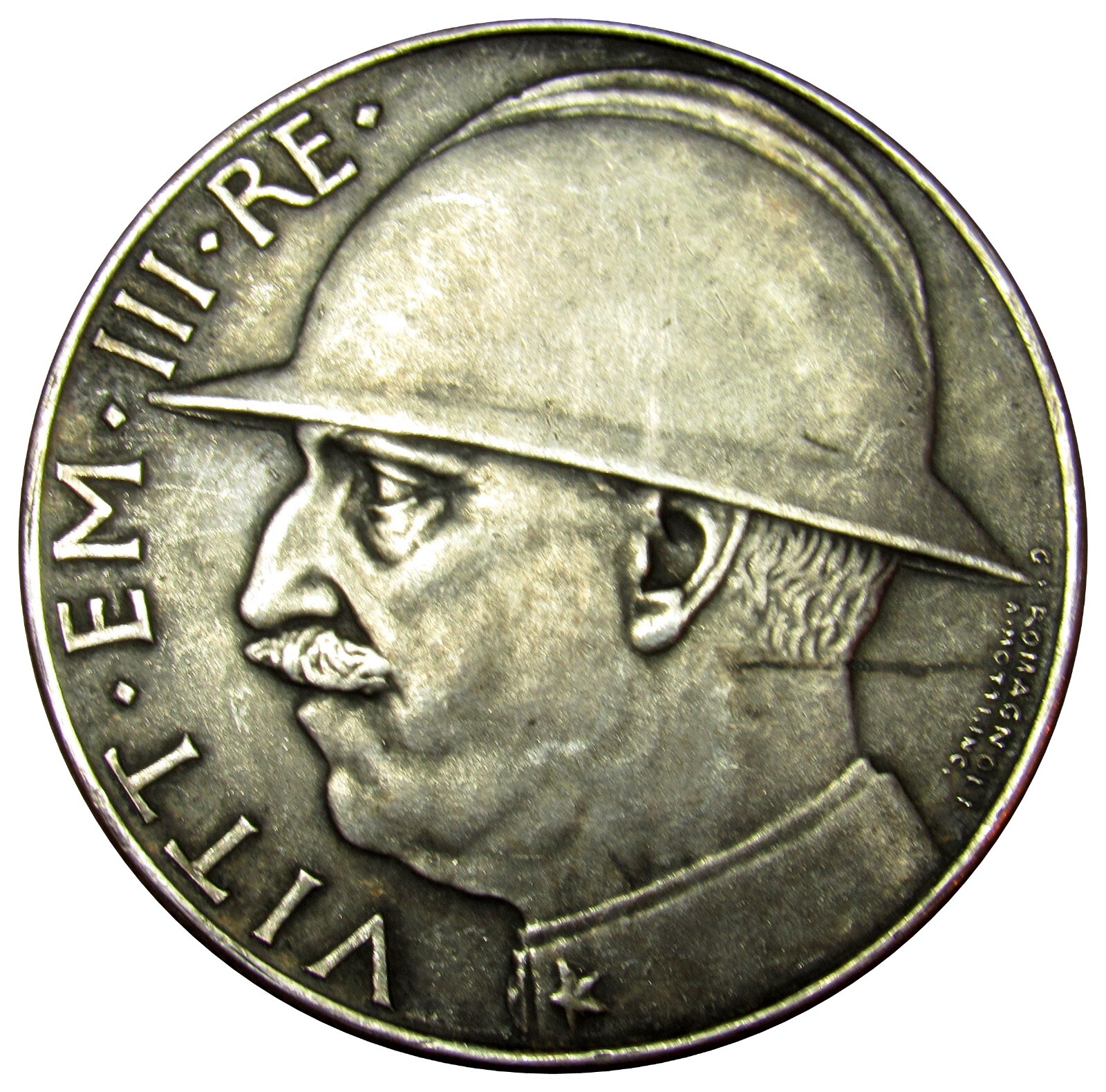 Italy TOKEN fantasy coin 20 Lire 1928 white metal (not silver)