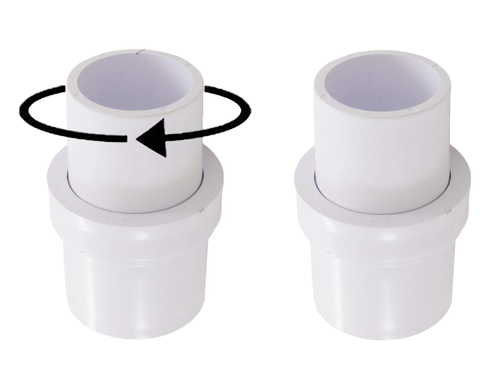 ATIE 1-1/2" Pool Vacuum Head Swivel Adapter Connector for 1.5 inches, White