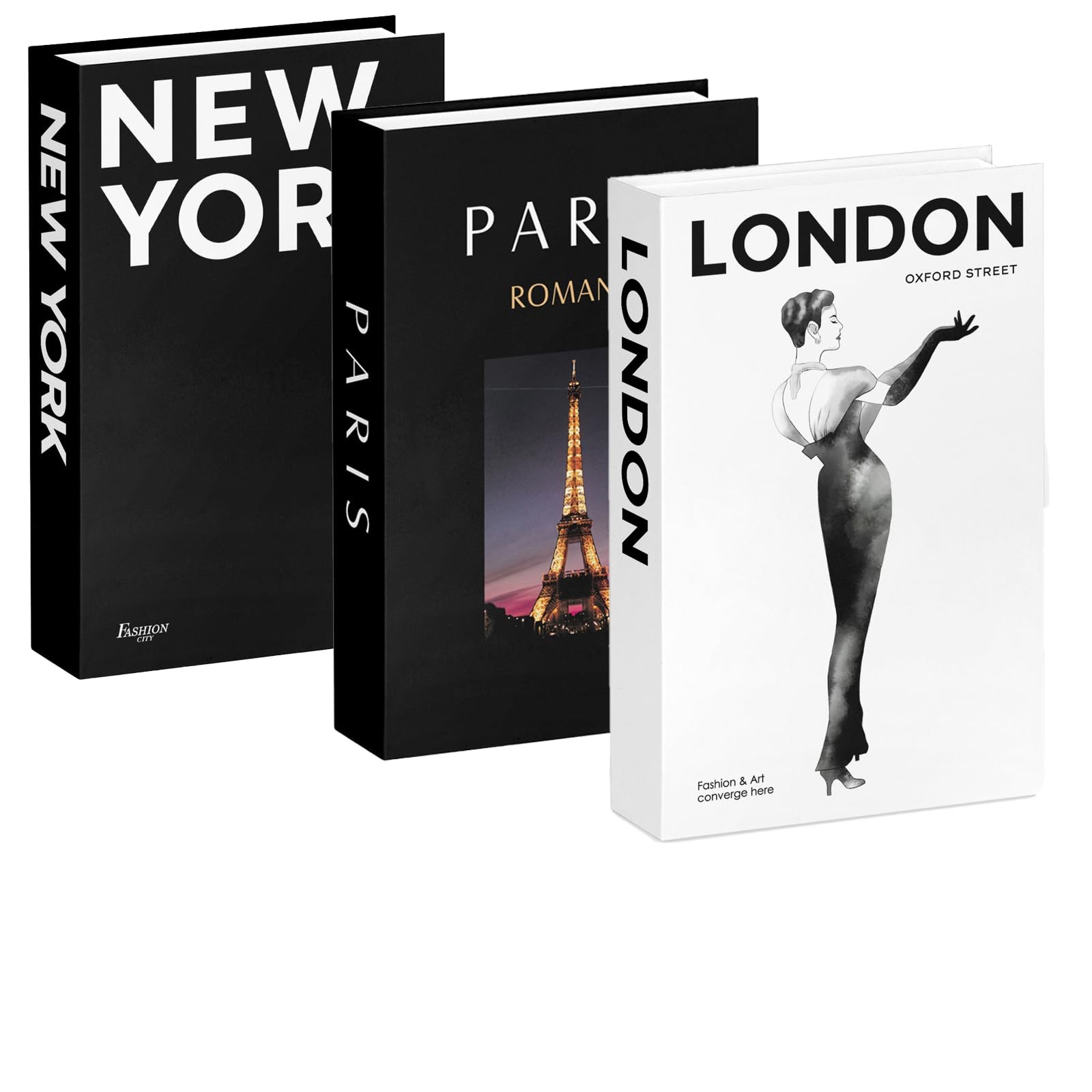 Decorative Books for Home Decor,Set of 3 Stylish Fake Books of Room Books Dec...