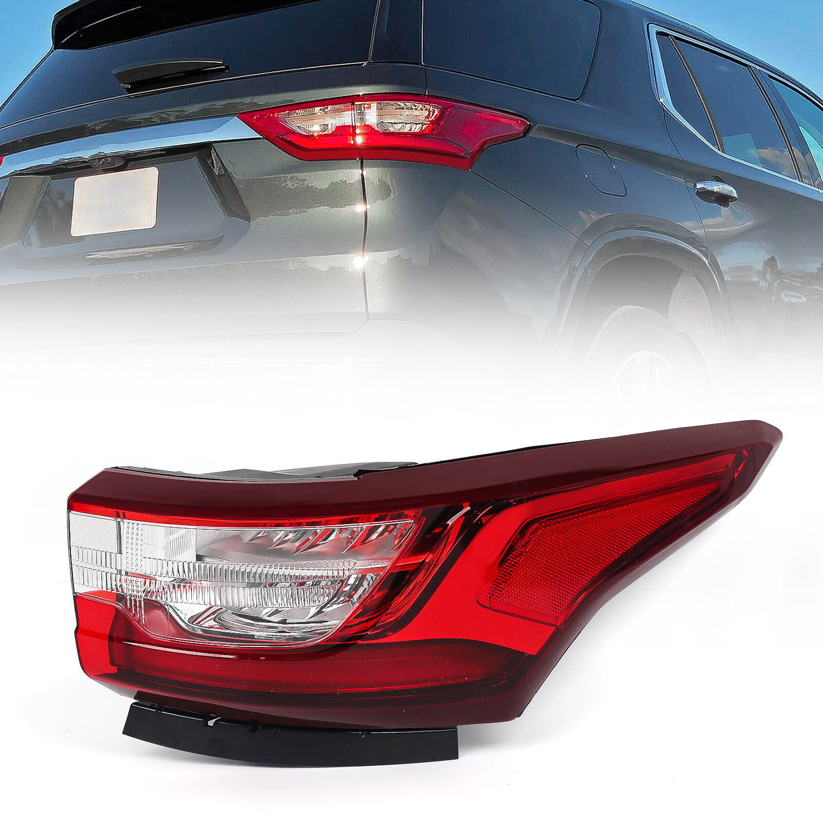 For 2018-2021 Chevy Traverse Red/Clear Outer LED Tail Light Brake Lamp Passenger