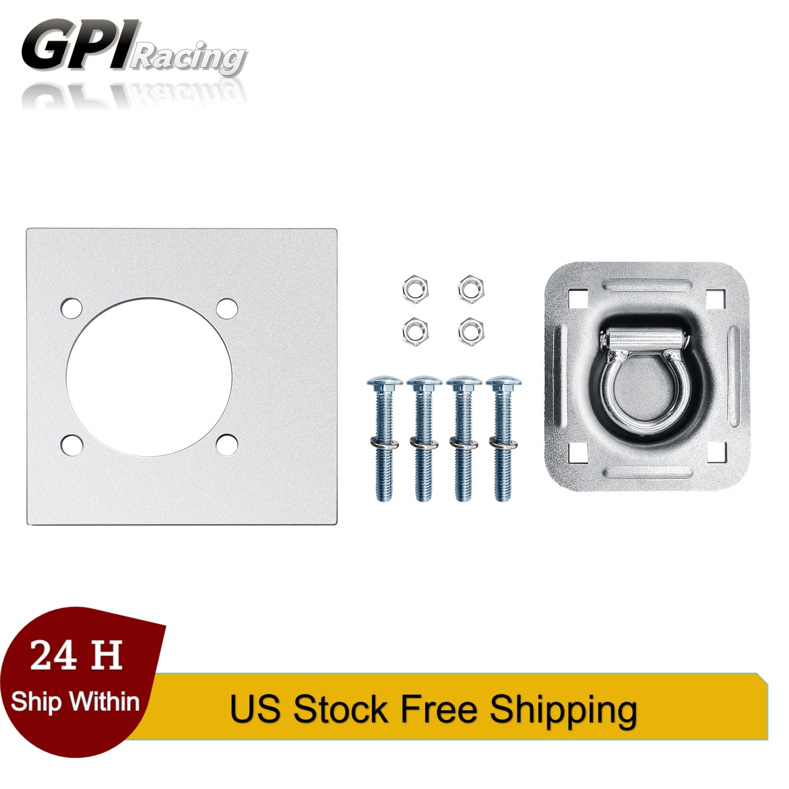 4 Pack Cargo Trailer Recessed D-Ring Tie Down Anchors Mounting Hardware Included