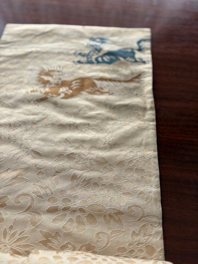 Antique Nagoya Obi Japanese Silk Sash Lion Phoenix Japan
