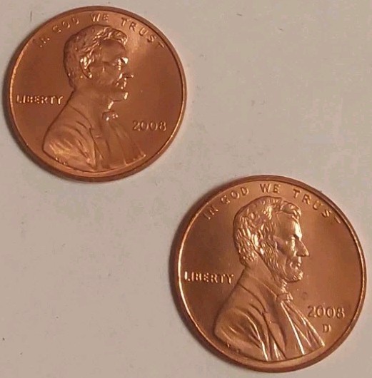 2008 Phily & Denver Lincoln Memorial Red Cent Uncirculated 2 Coin Set Free Post