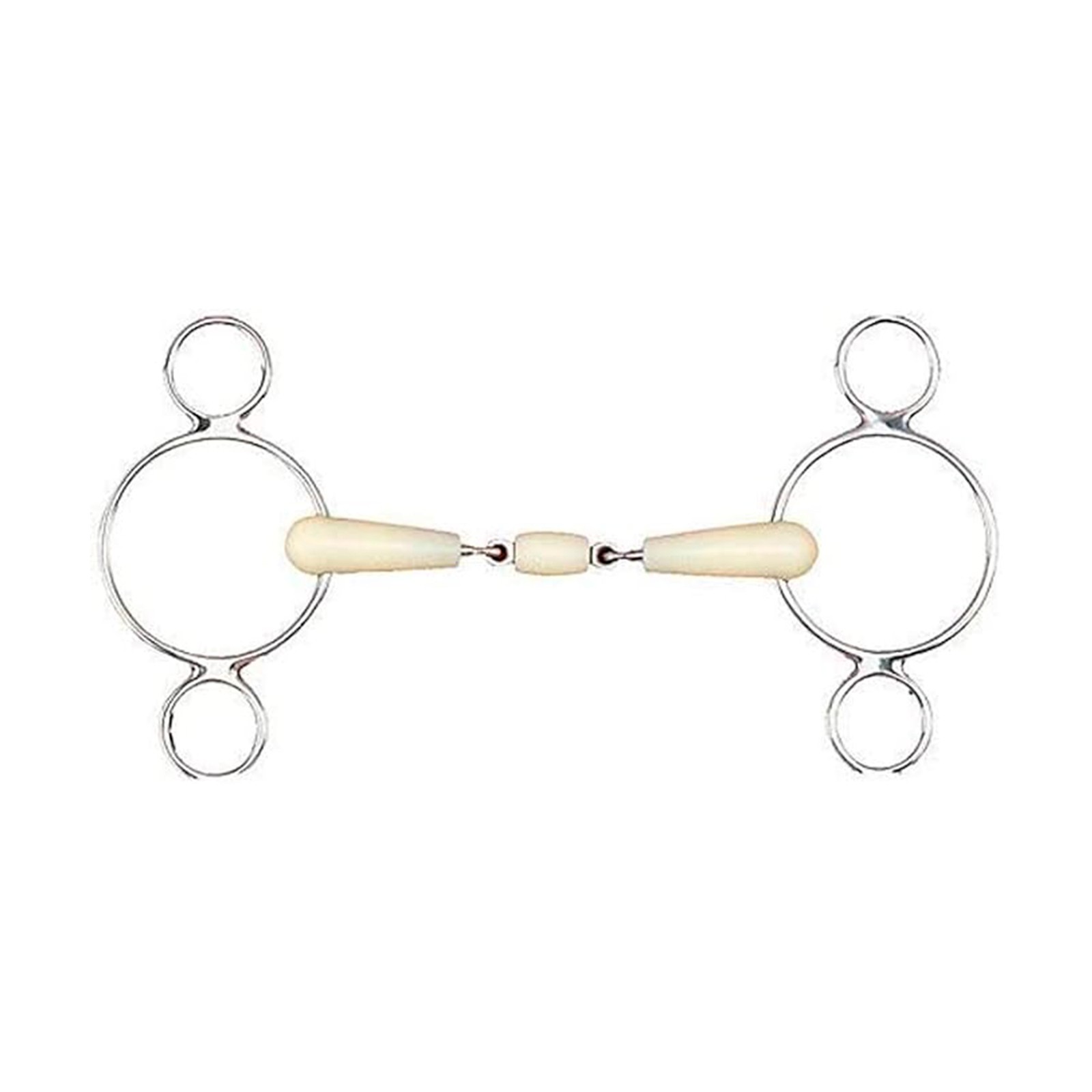 HAPPY MOUTH Double Jointed Roller 2-Ring Gag Horse Bit (462182SS)