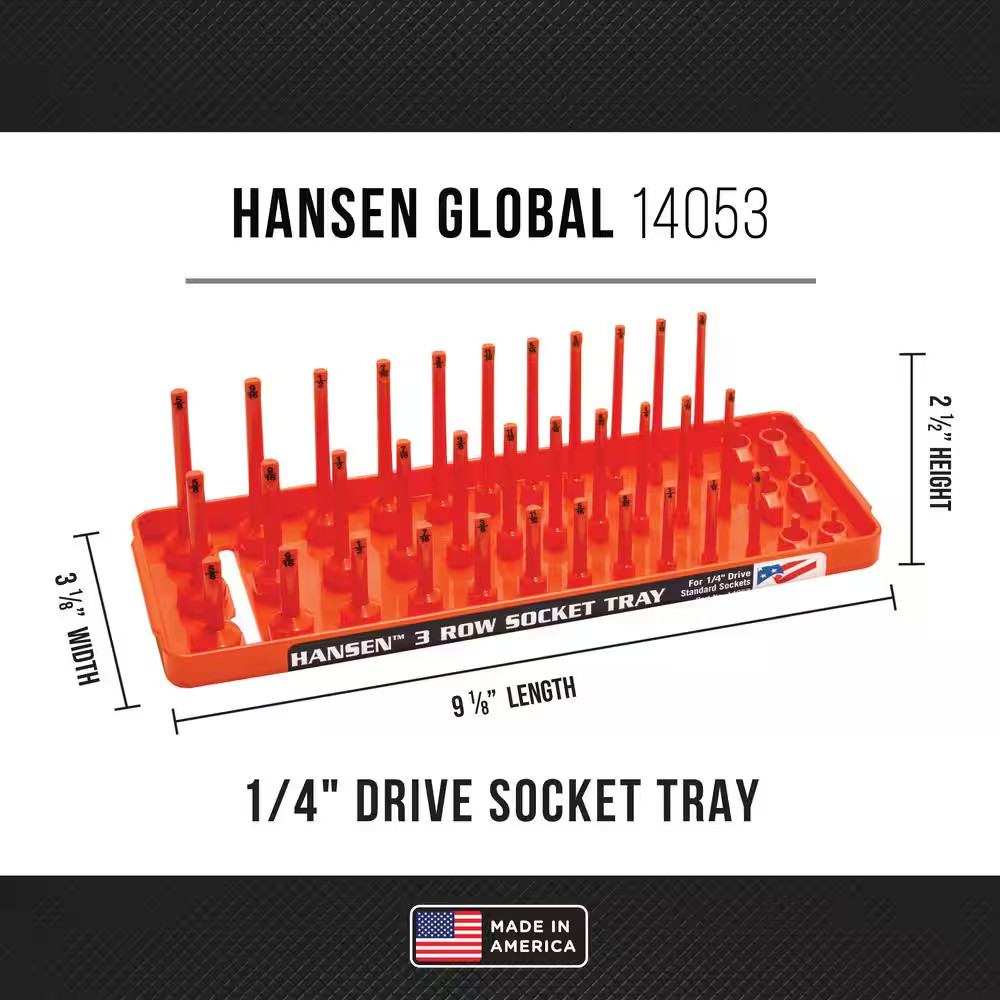 1/4 In. SAE 3 Row Socket Tray - Orange