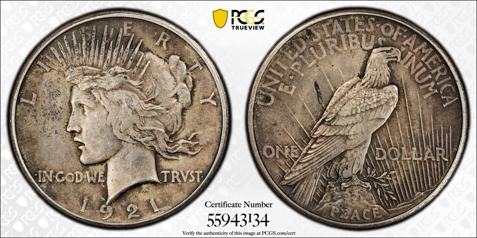 1921 Peace Dollar High Relief - PCGS AU55 - Unique Premium Original Surfaces!