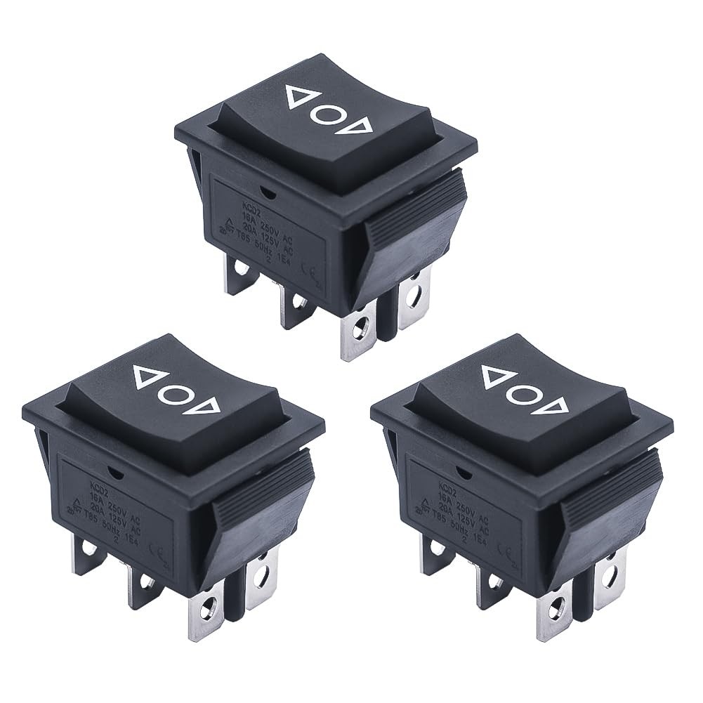 mxuteuk 3pcs DC12V Momentary Rocker Switch 6 Pin 3 Position DPDT Reverse...