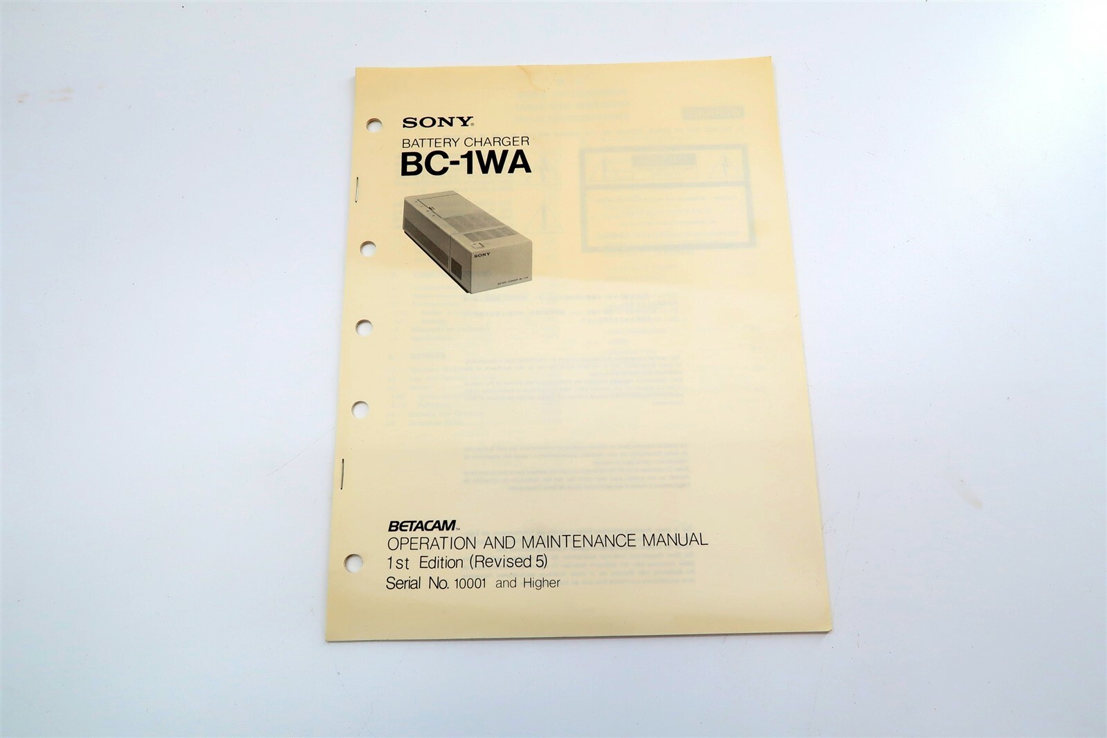 Vintage SONY BC-1QA OPERATING INSTRUCTIONS for Betacam Battery Charger