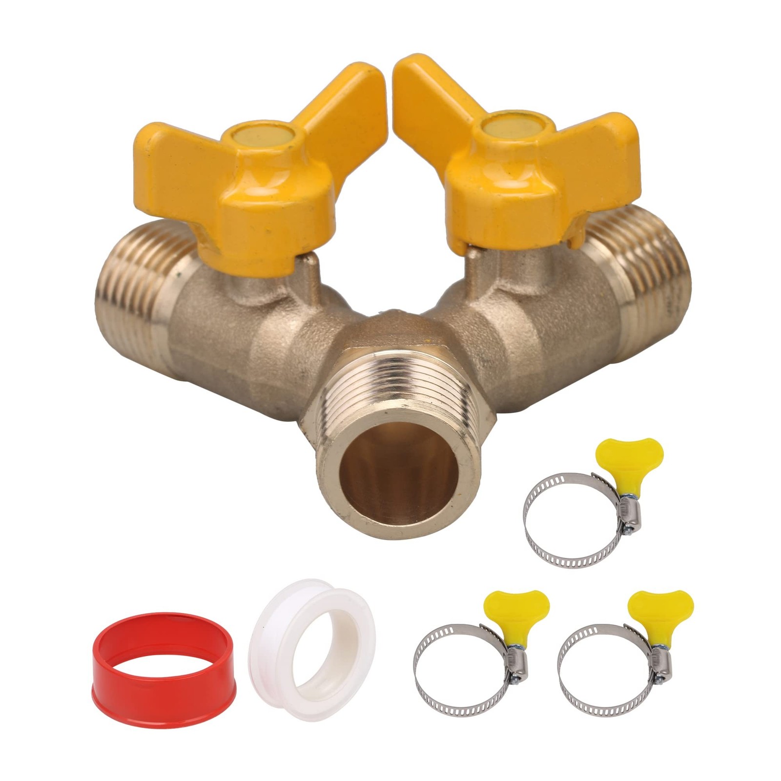 Dual Shut-off Controls Valve Y Connector 3-Way Metal Splitter Valve Brass