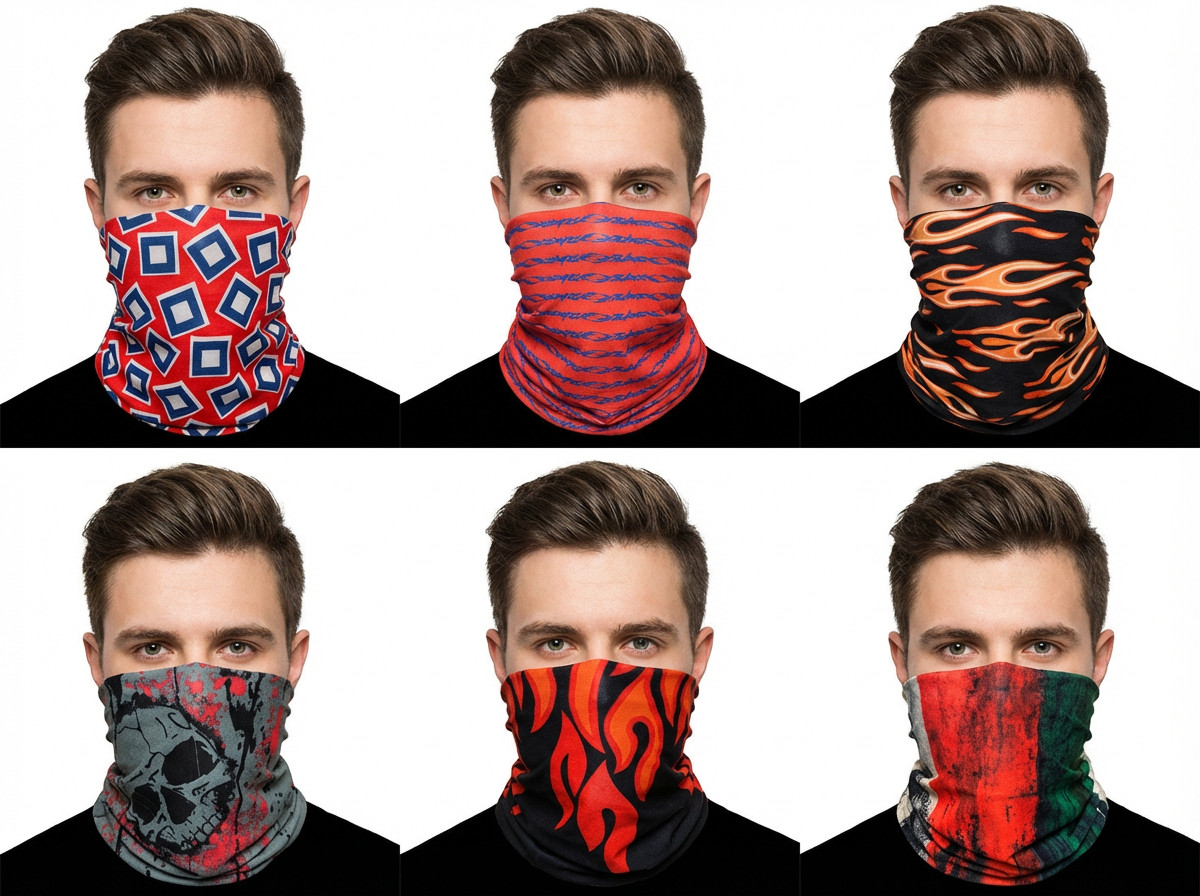 Multi Function Headwear Lot of 6 Headwrap Balacalava Cap Face Mask Scarf Set 13