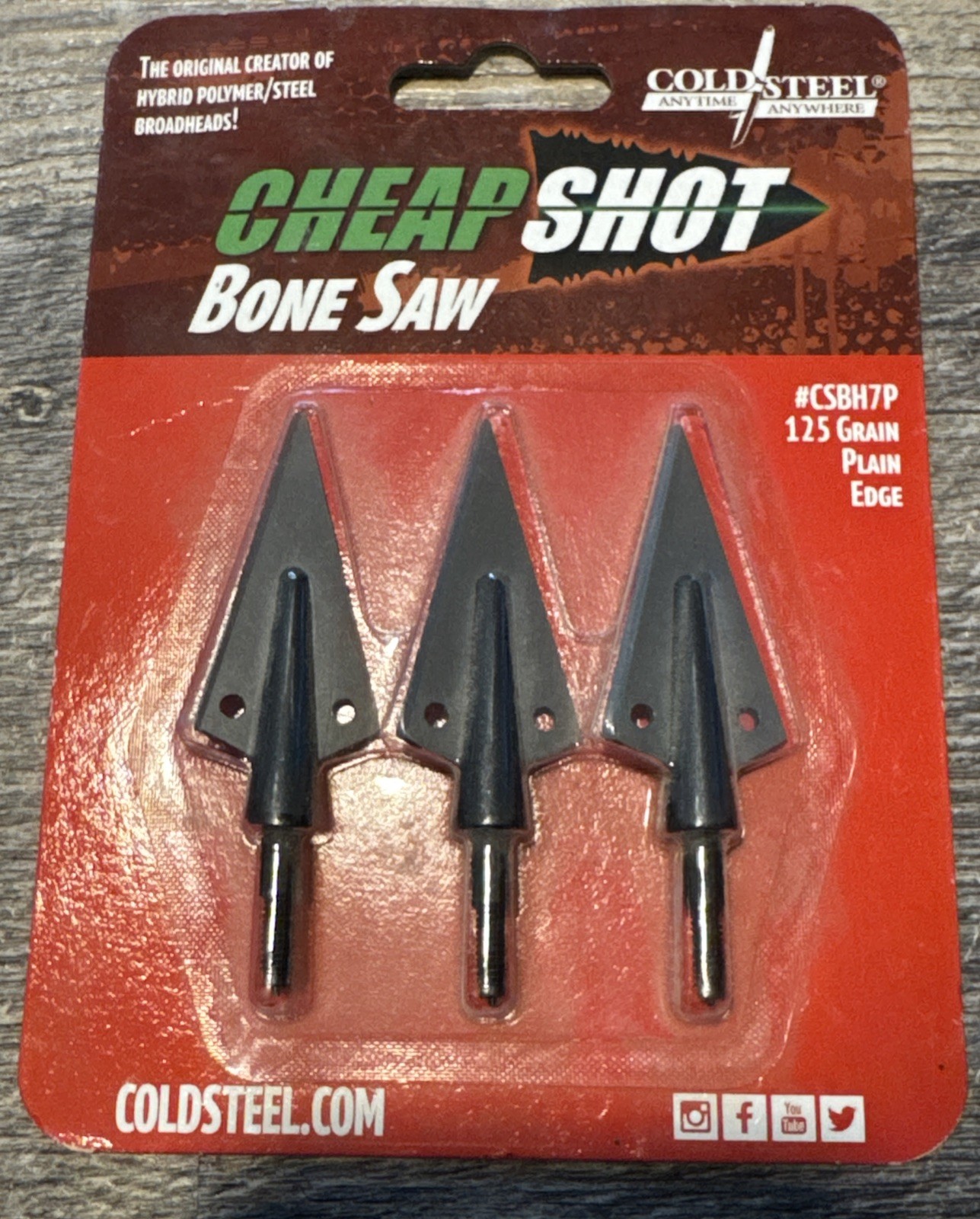 Cold Steel Cheap Shot Bone Saw Broadheads Archery Arrow Heads Serrated 3 Pk 125g