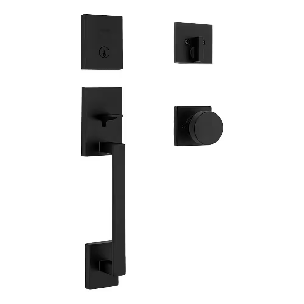 San Clemente Single Cylinder Low Profile Door Handleset W/Square Pismo Knob Feat