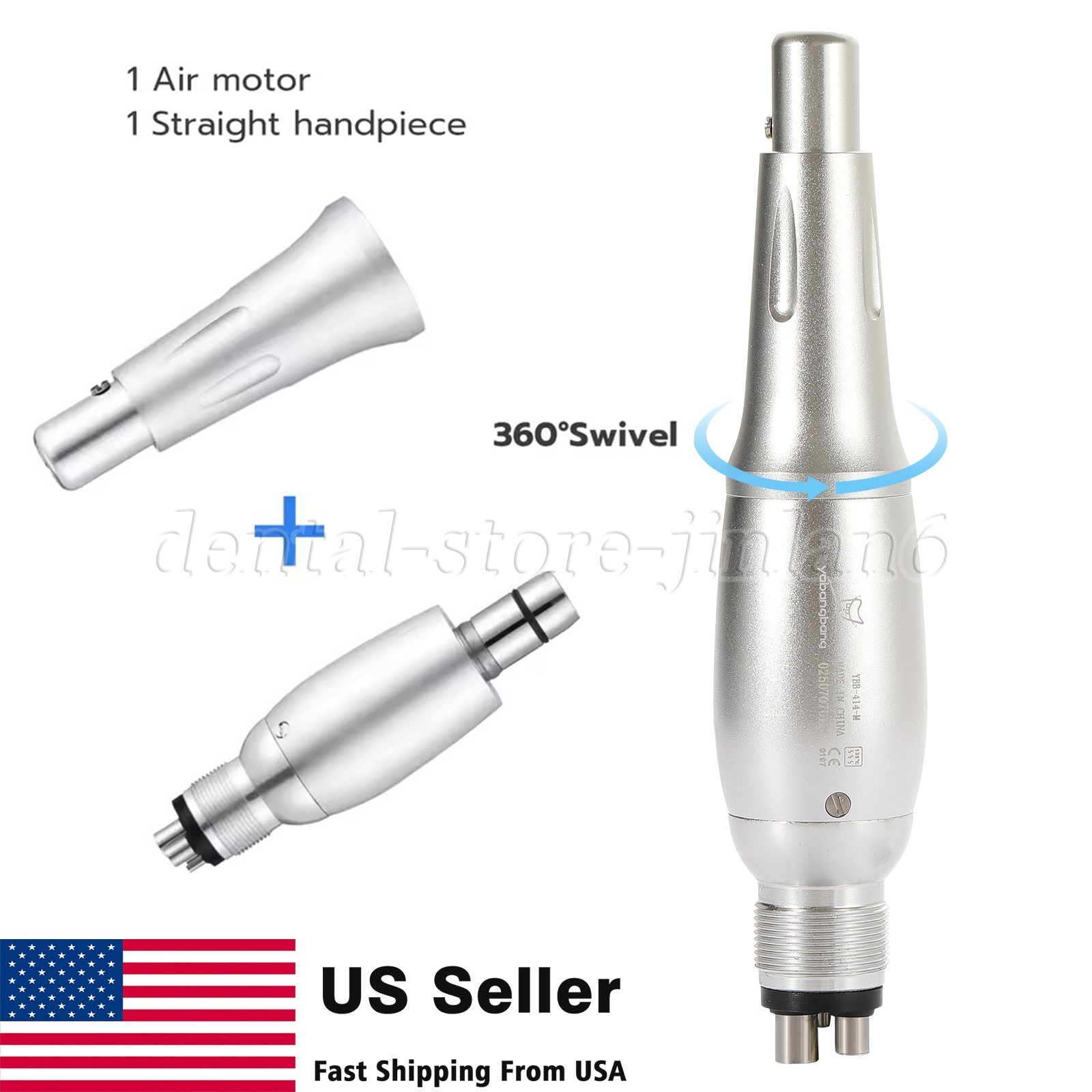 Dental Hygiene Prophy Handpiece Air Motor 4Holes 4:1 Nose Cone 360°Swivel