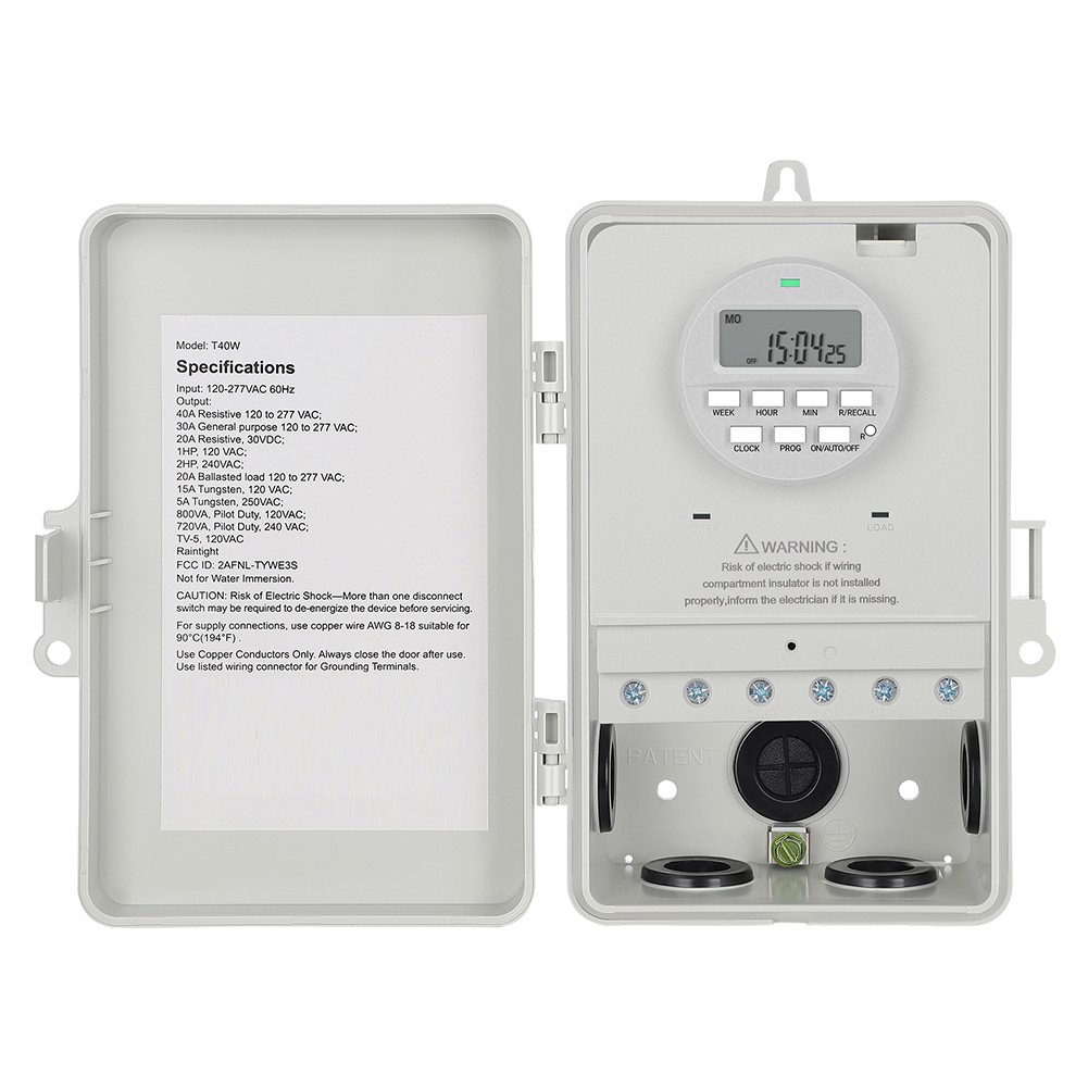 Pool Pump Timer, Digital Timer Box, 2HP 40A 120-277 VAC,7-Day 20 ON/Off Timer