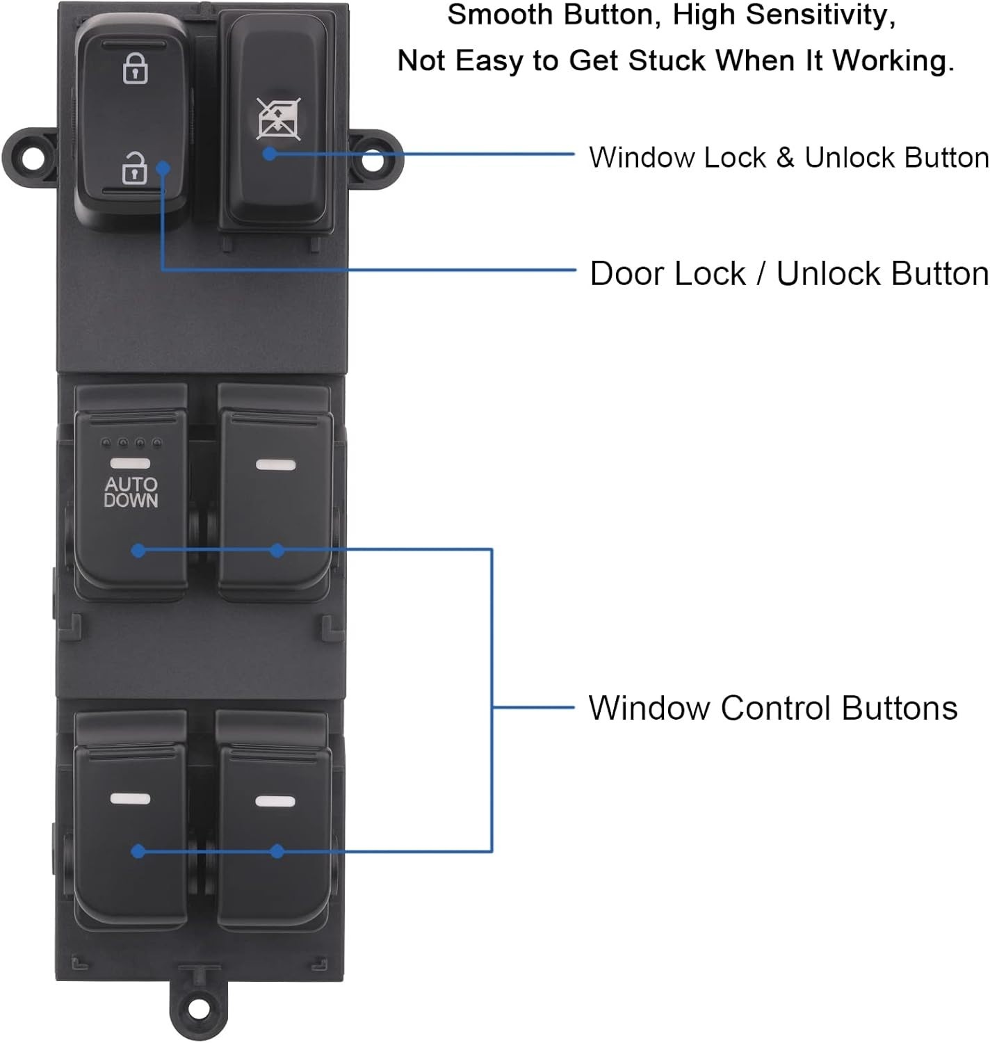 Main Window Switch Power Control Button Compatible with Kia Optima LHD 2011 2012