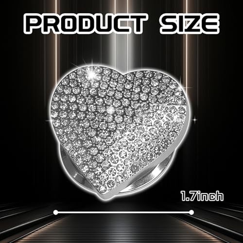 Heart Shape Car Engine Start Button Cover - Sparkly Rhinestone Ignition - White