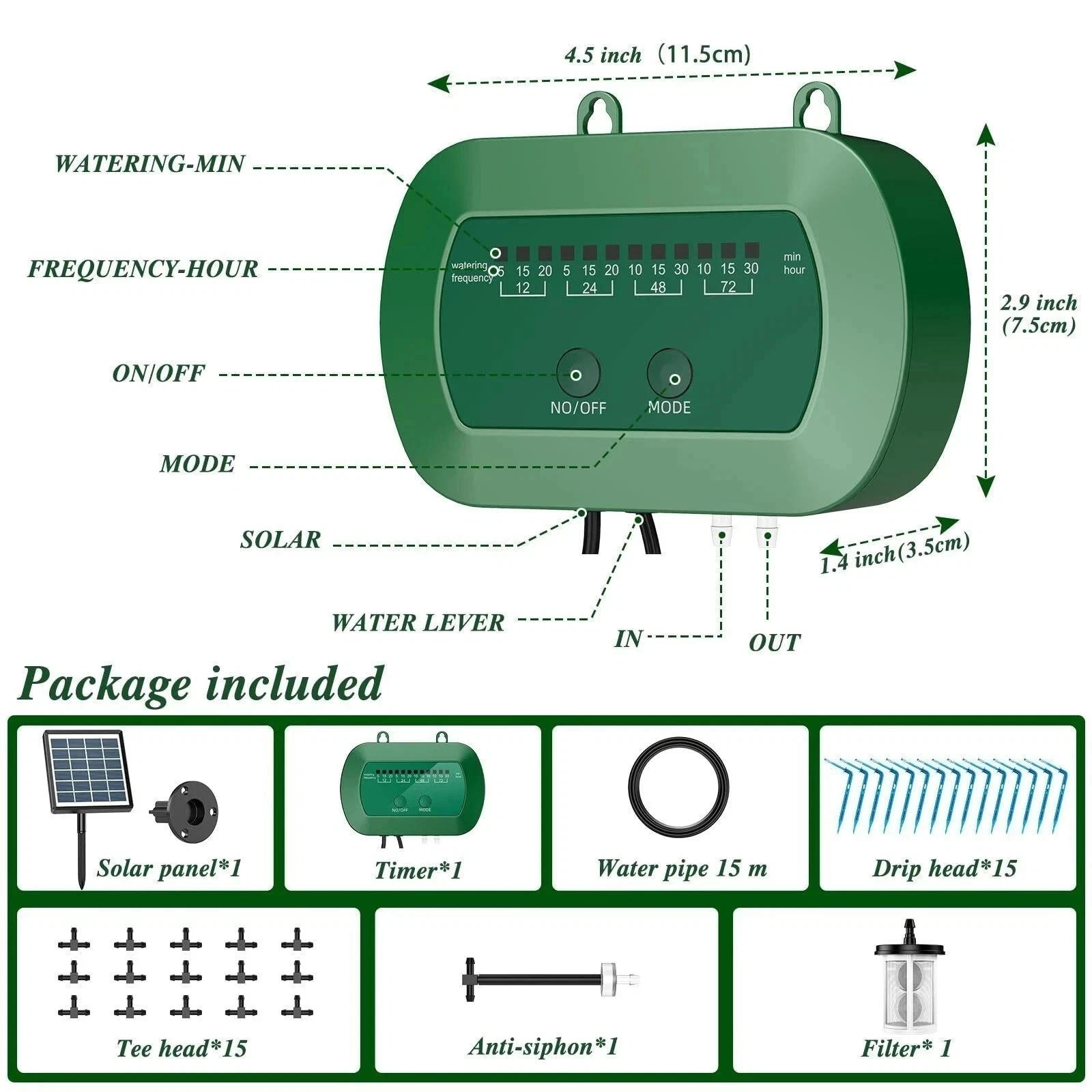 Automatic 50FT Solar Watering Kit for Garden Automatic Drip Pipe Watering Outdoo