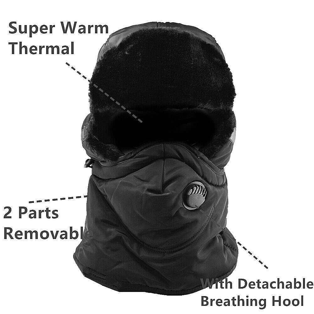 Winter Thermal Trapper Outdoor Cap Aviator Russian Face Mask Thick Fur Ski Hat