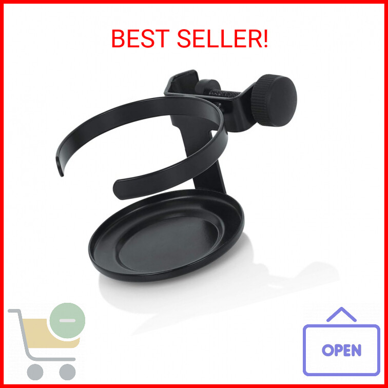 Gator Frameworks Microphone Stand Drink Holder Holds Beverage, Single Cup Clamp