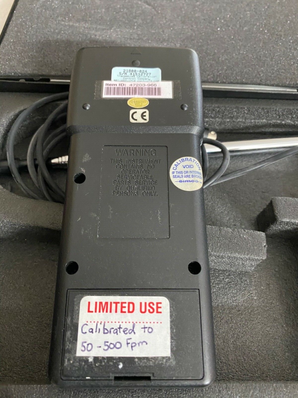 VWR Hot Wire Anemometer Thermometer -Traceable Calibrate Model 21800-024 W/Case
