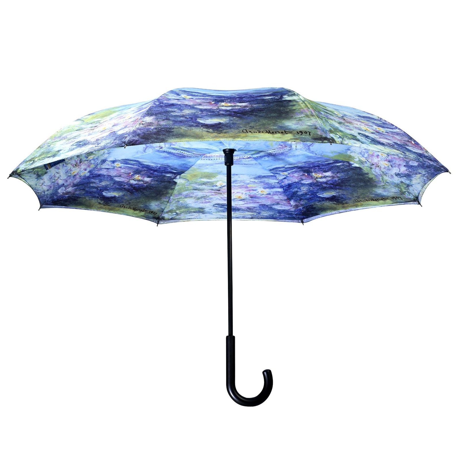 Galleria‚Äôs Reverse Close Umbrella, Monet, Water Lilies with art on both sides.