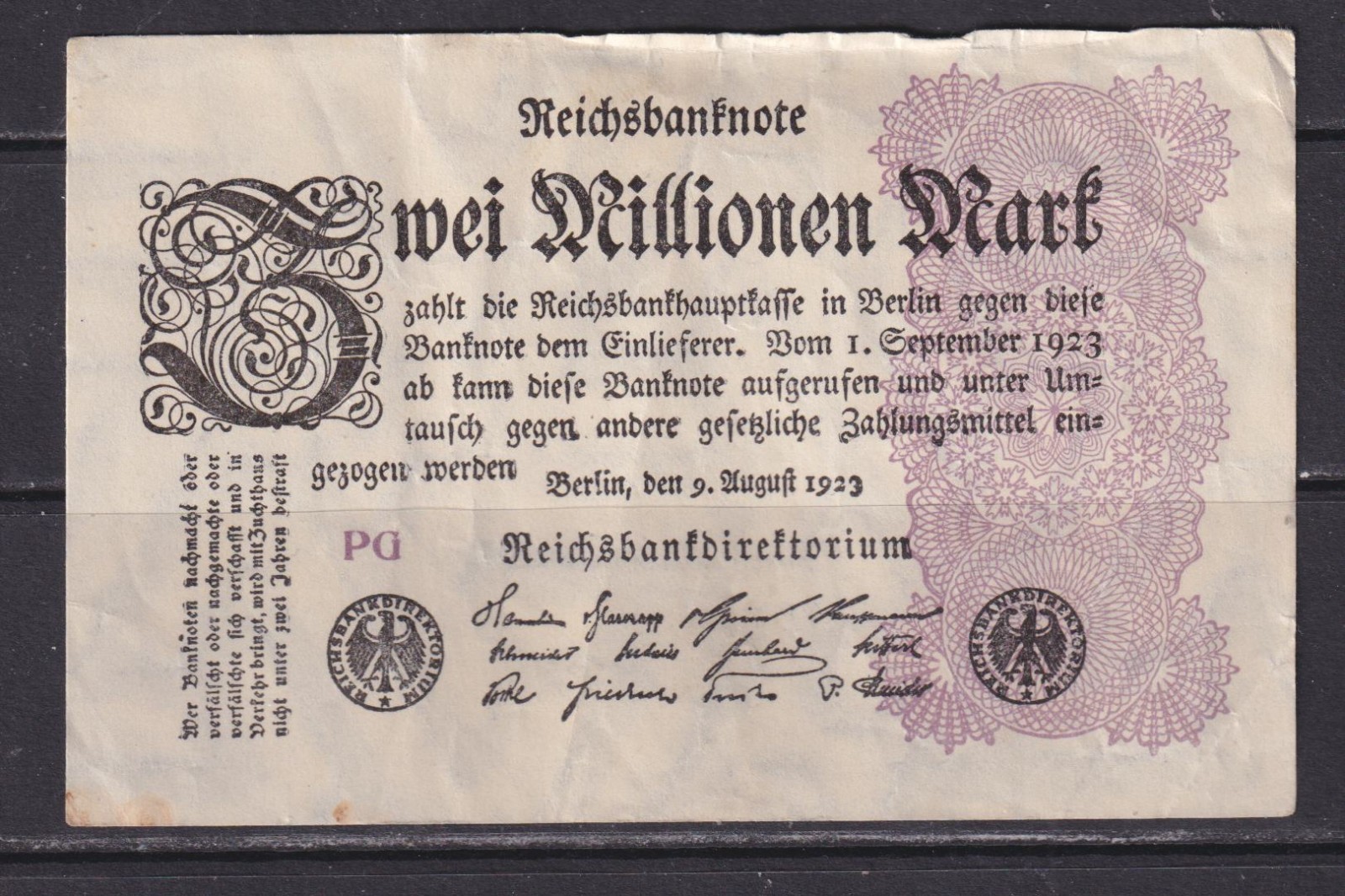 GERMANY - 1923 2 Million Marks Circulated Banknote (1)