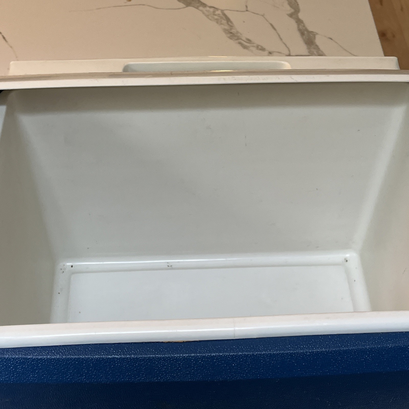 Vintage Blue & White Playmate Cooler By Igloo With Push Button Open