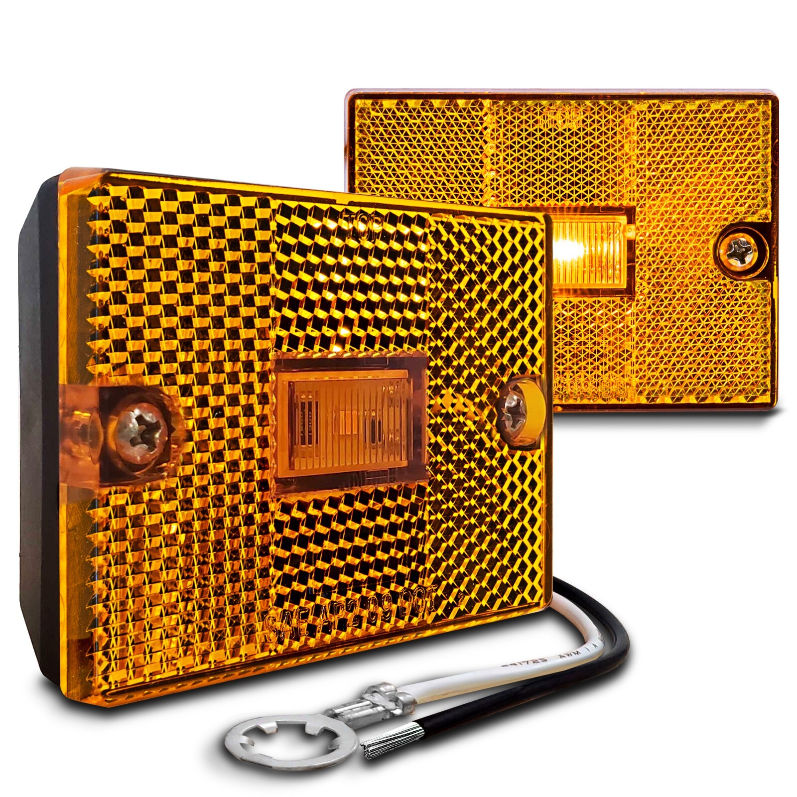 2pc DOT Stud-Mount Amber LED Side Marker Light for Utility Boat Trailers Over 80