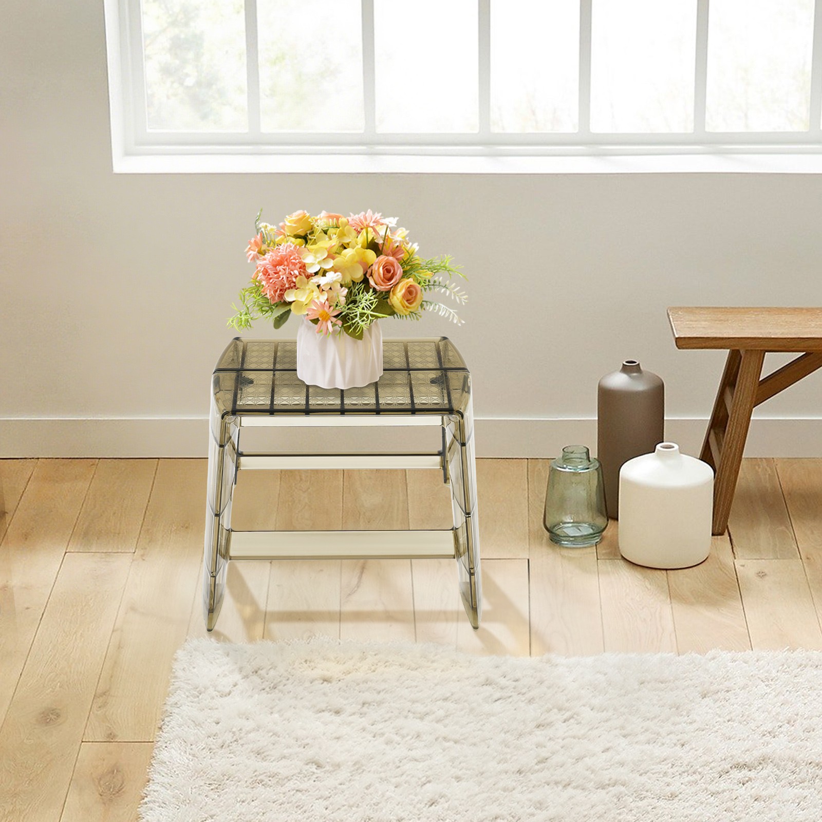 2 Step Protable Step Ladder Step Stool Clear Coffee Stool For Indoor Outdoor