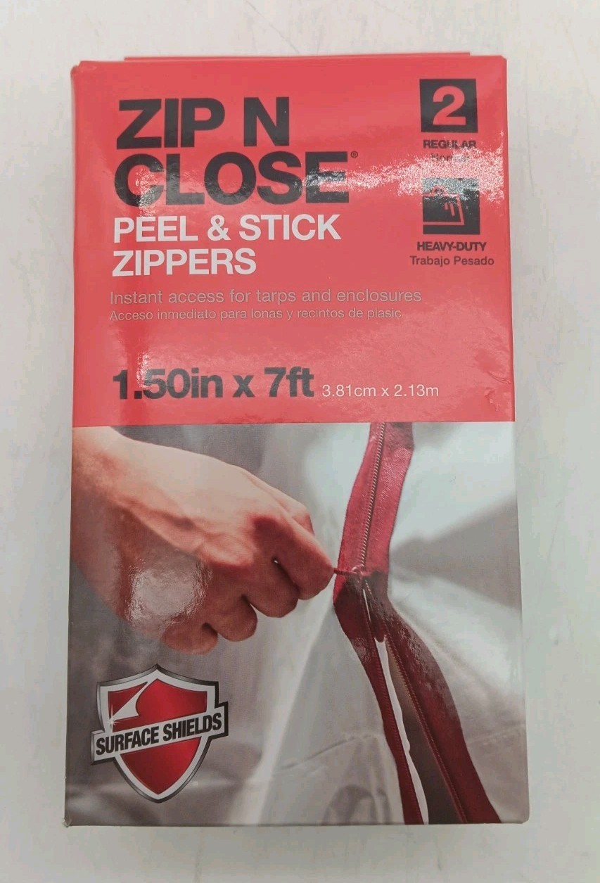 Zip N Close Peel & Stick Zippers 2- Regular Heavy Duty 1.50in x 7ft Zippers