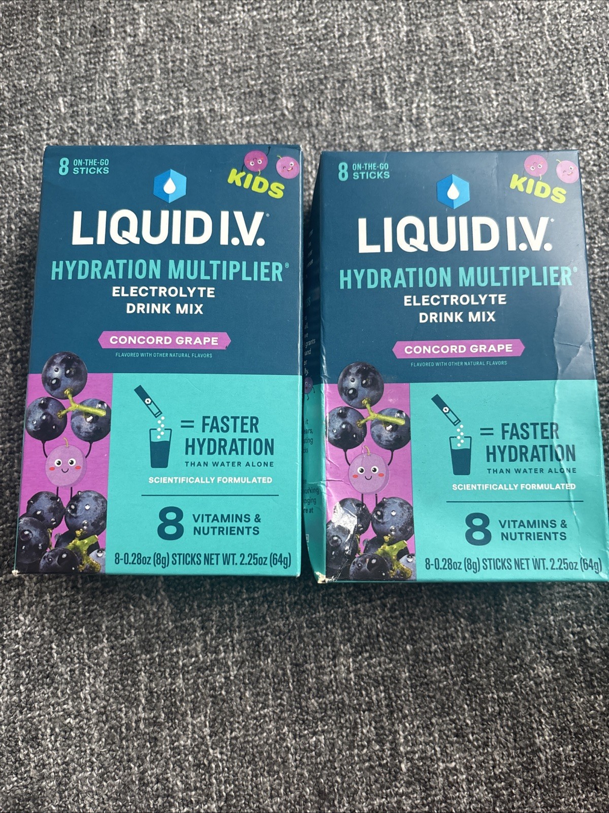 Liquid I.V. Kids Hydration Multiplier Concord Grape 8 Sticks Per Box - 2 Pack