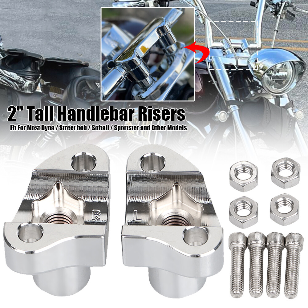 2" Chrome Handlebar Risers For Harley Softail Dyna Wide Glide FXDWG Street Bob