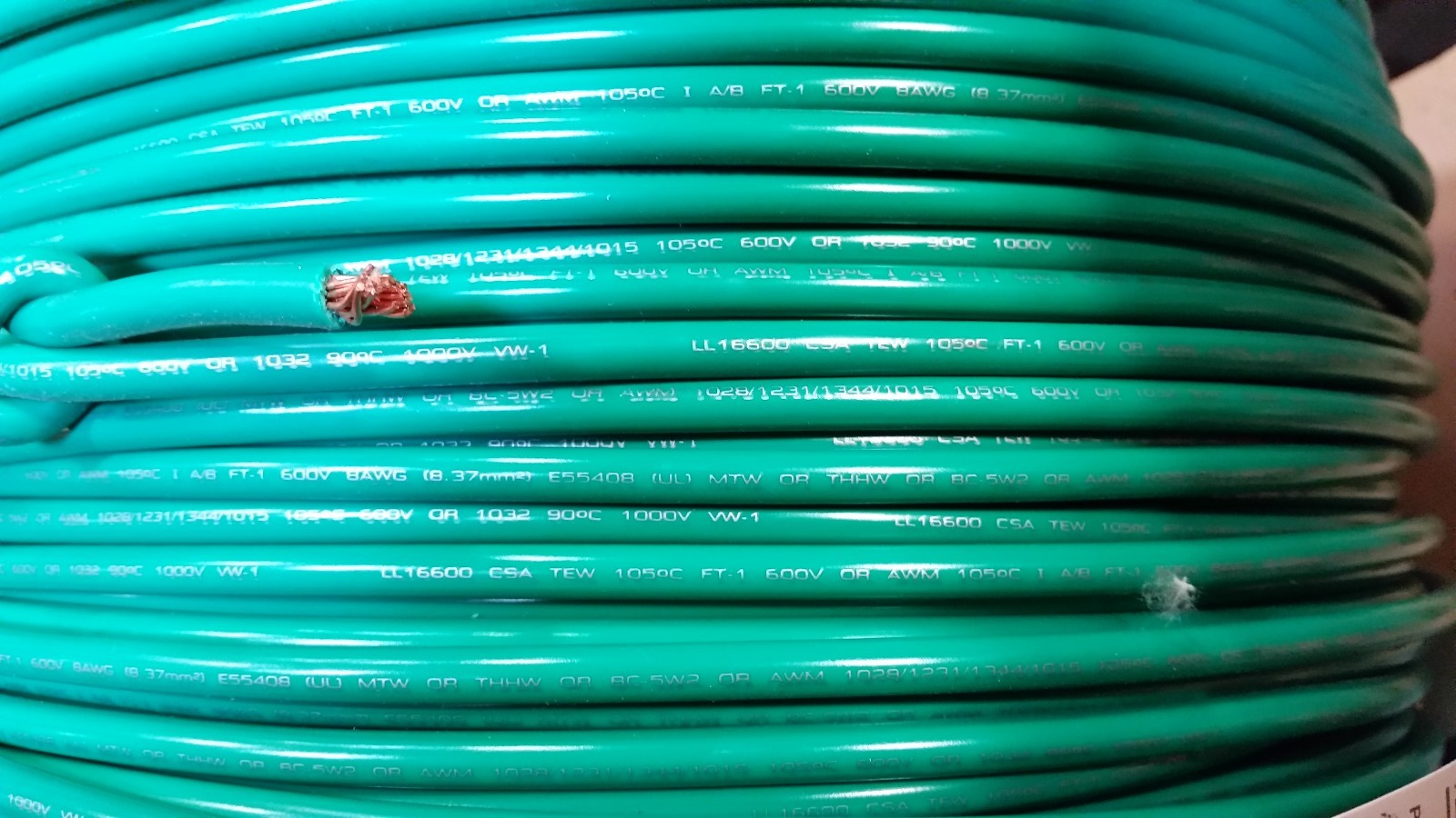 SGT MTW 8 GAUGE AWG GREEN  COPPER STRANDED WIRE 25' FT MADE IN USA