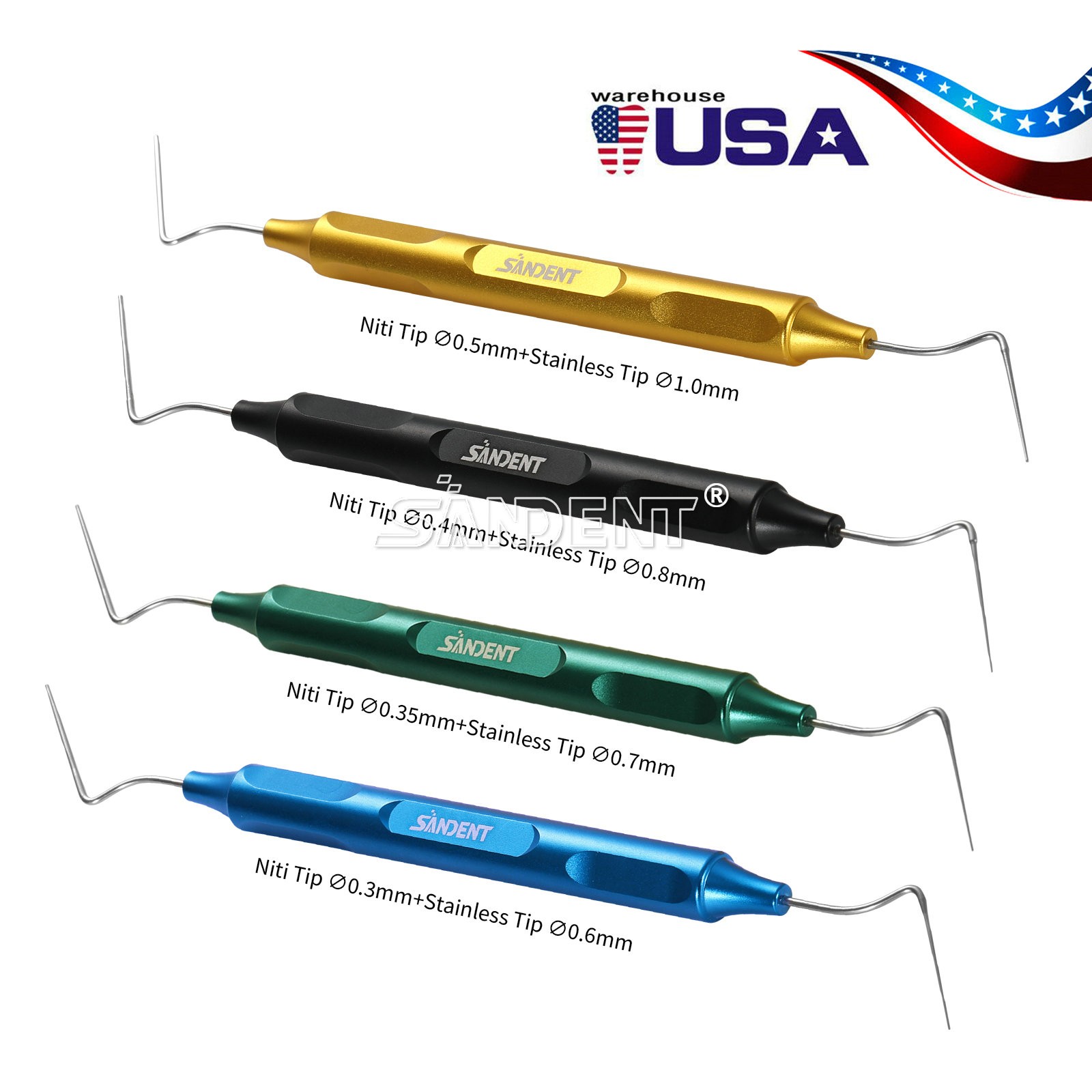 Dental Endo Hand Plugger Tip Fill Obturation Root Canal Vertical 4 Sizes