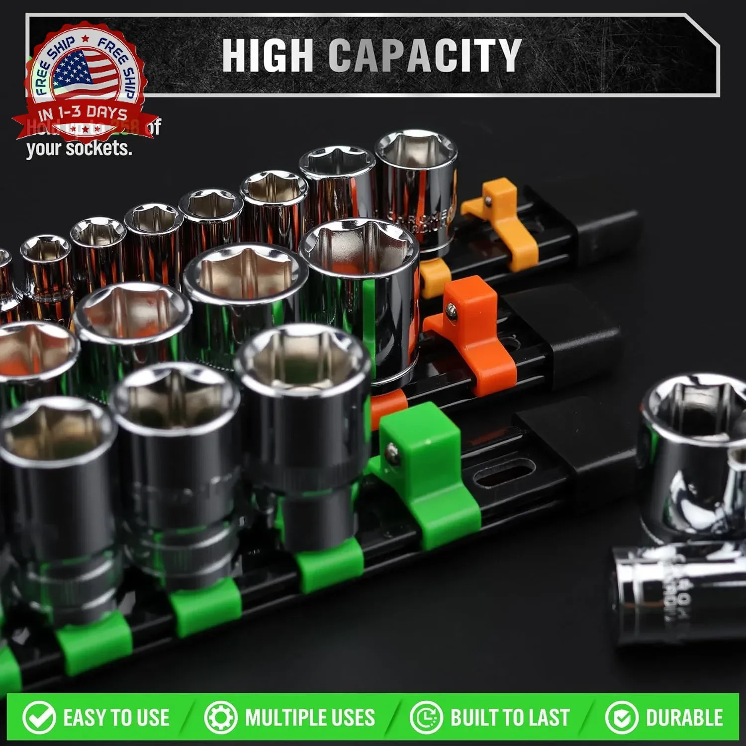Socket Organizer Set 238 Clips Heavy Duty ABS Plastic Tool Box Drawer