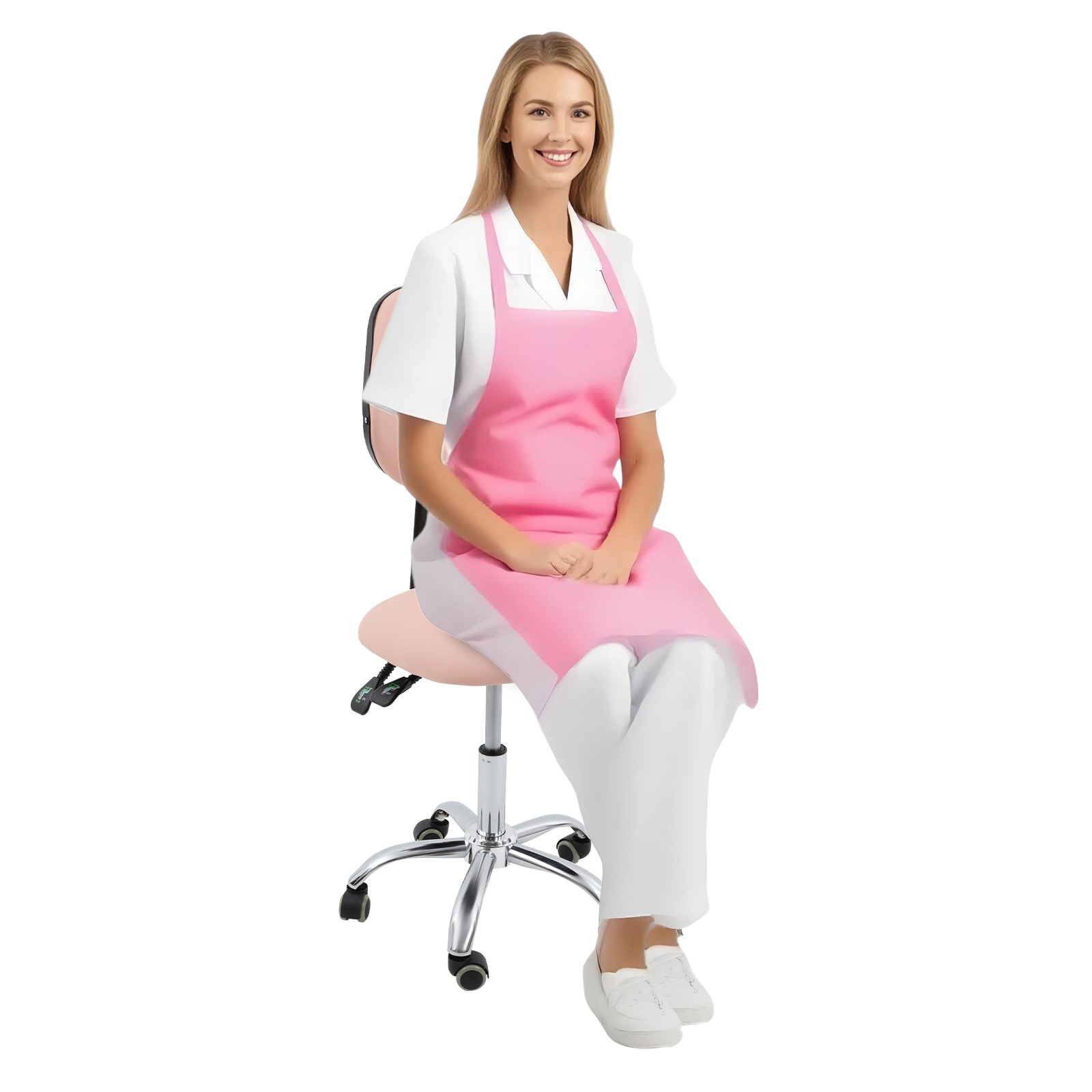 Ergonomic Rolling Stool Chair w/Backrest, Adjustable Saddle Chair Stool w/Wheels