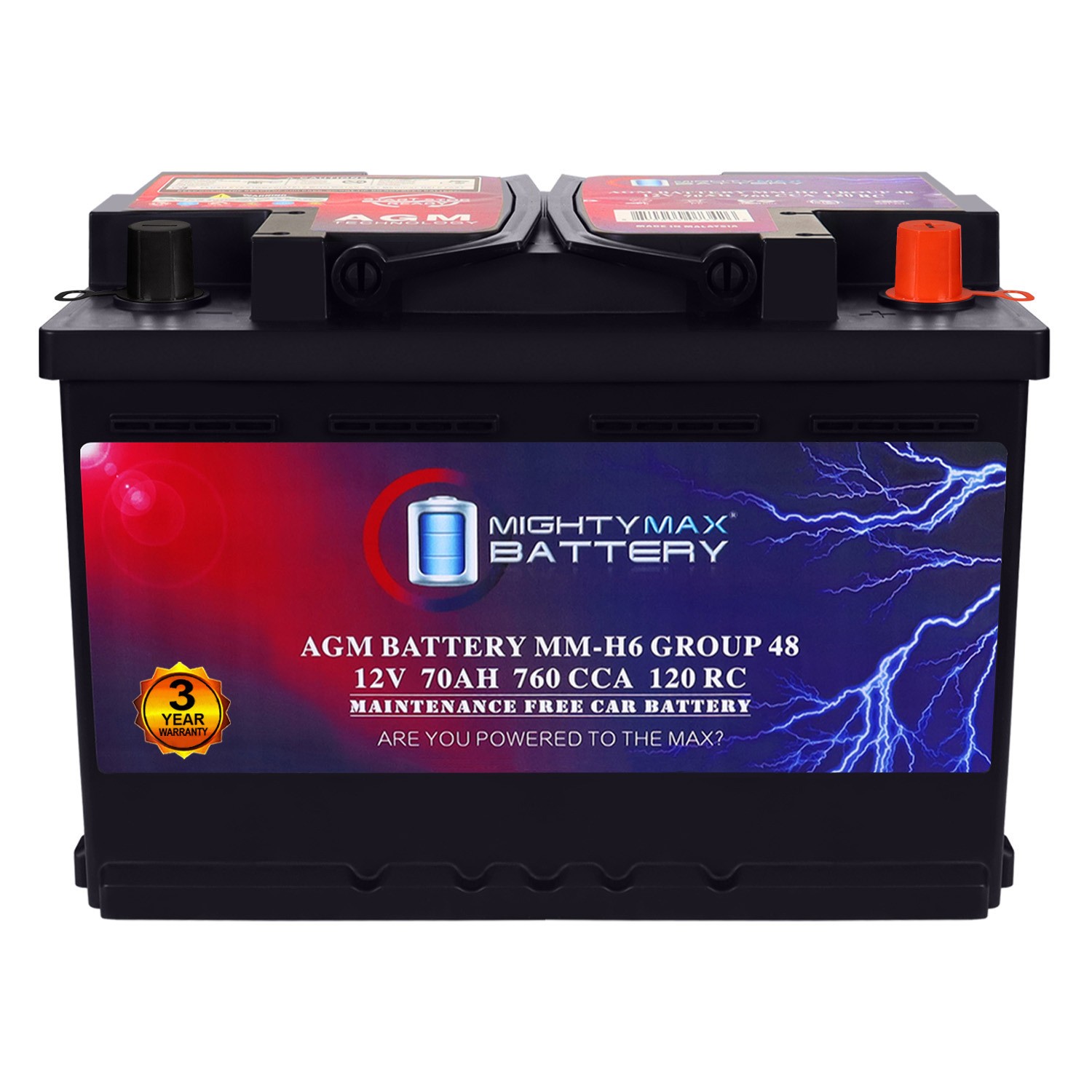 Mighty Max MM-H6 Group 48 12V 70AH 120RC 760CCA Replaces MercedesBenz300CE 88-93