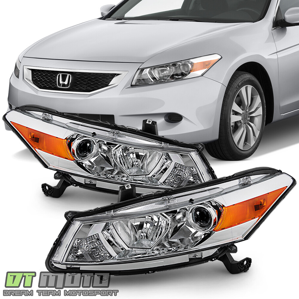 For 2008-2012 Honda Accord  2-Door Coupe Chrome Headlights Headlamps Left+Right