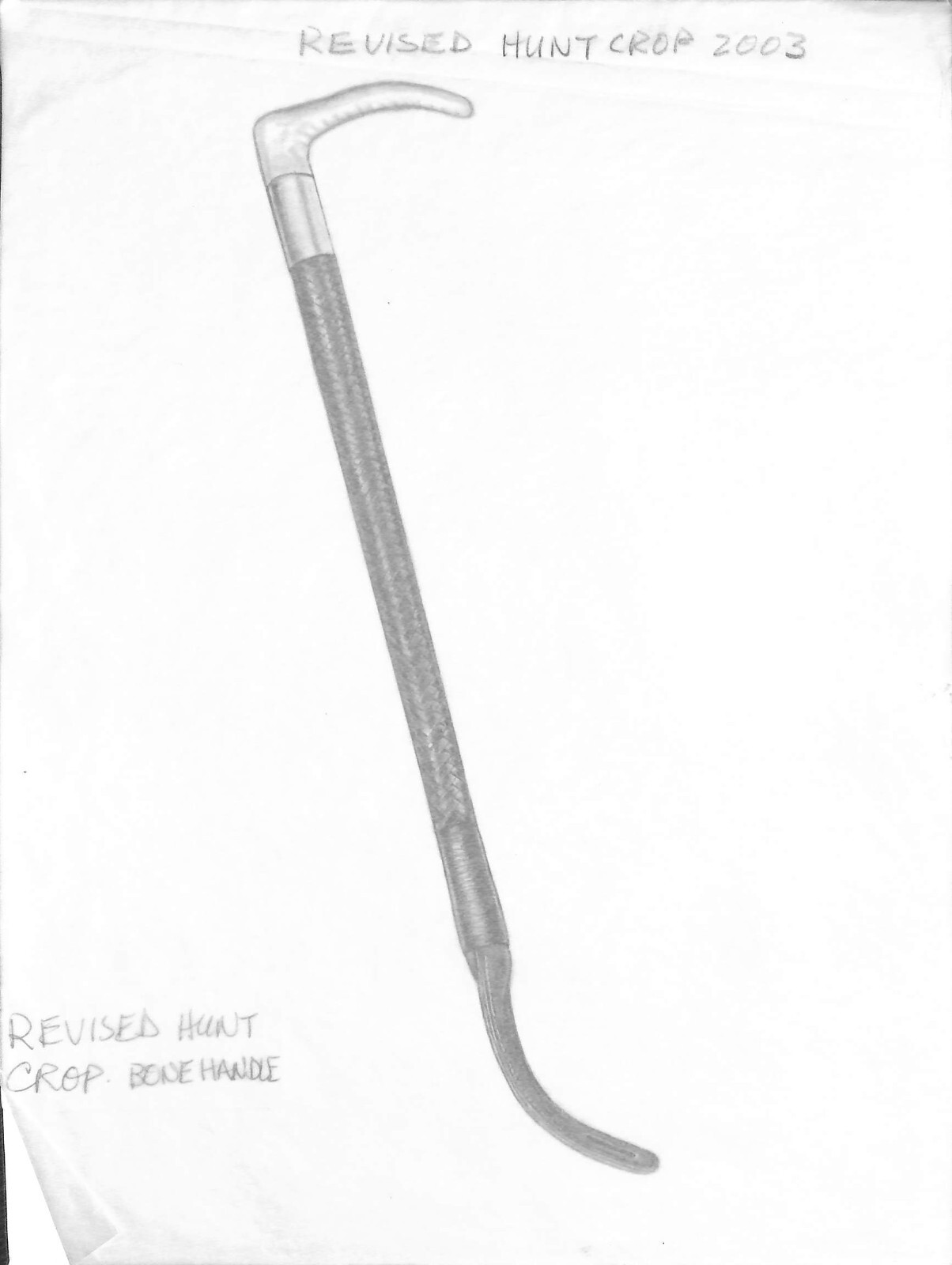 Revised Hunt Crop w/ Bone Handle 2003 Graphite Drawing
