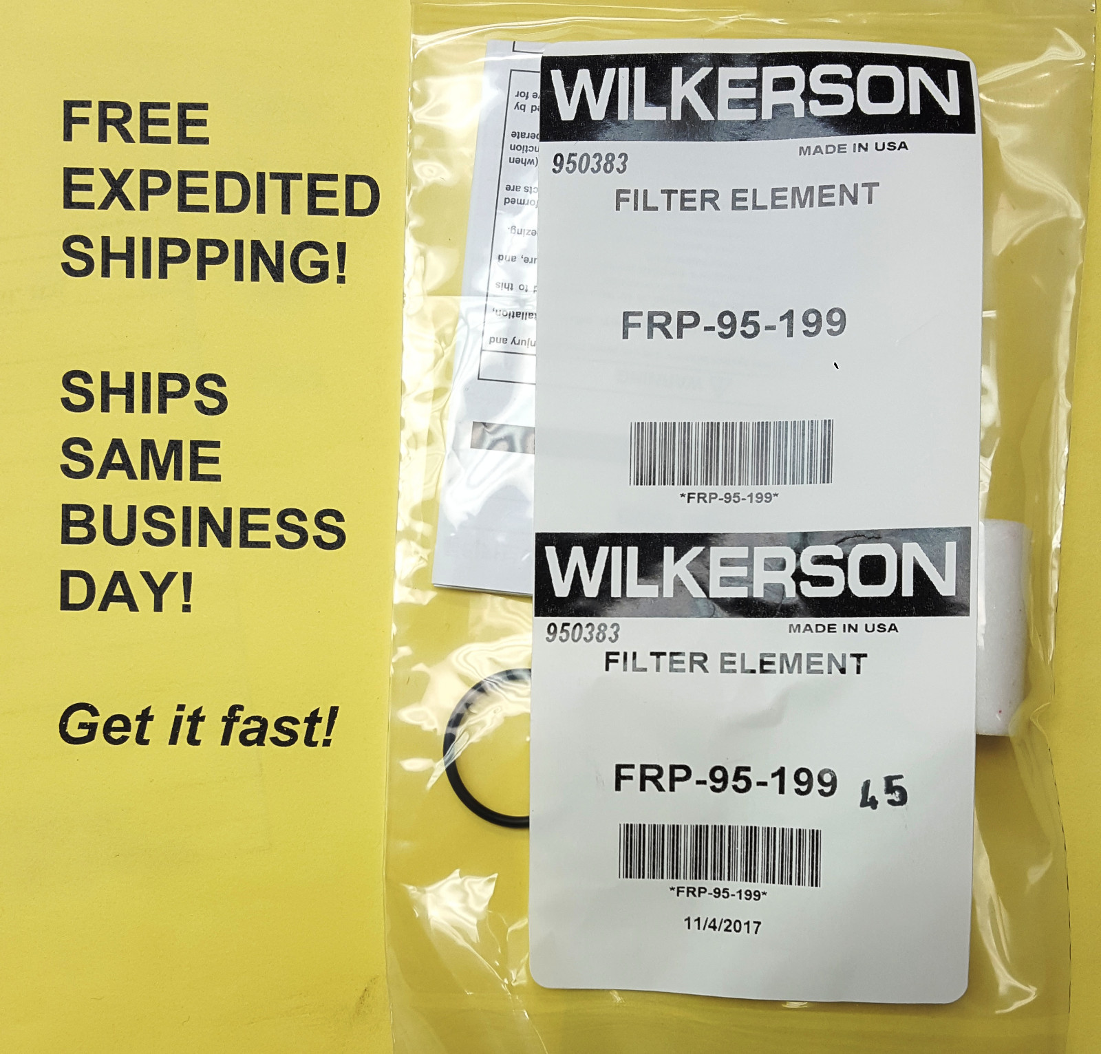 Wilkerson FRP-95-199 Filter Element w/O-Ring; FREE Same Business Day Shipping!