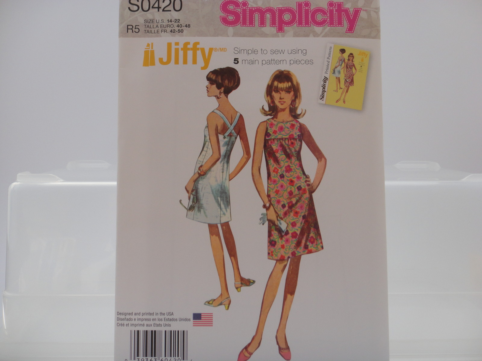 Simplicity S0420 1101 Cross Back Vintage Dress Jiffy Pattern, Misses 14-22