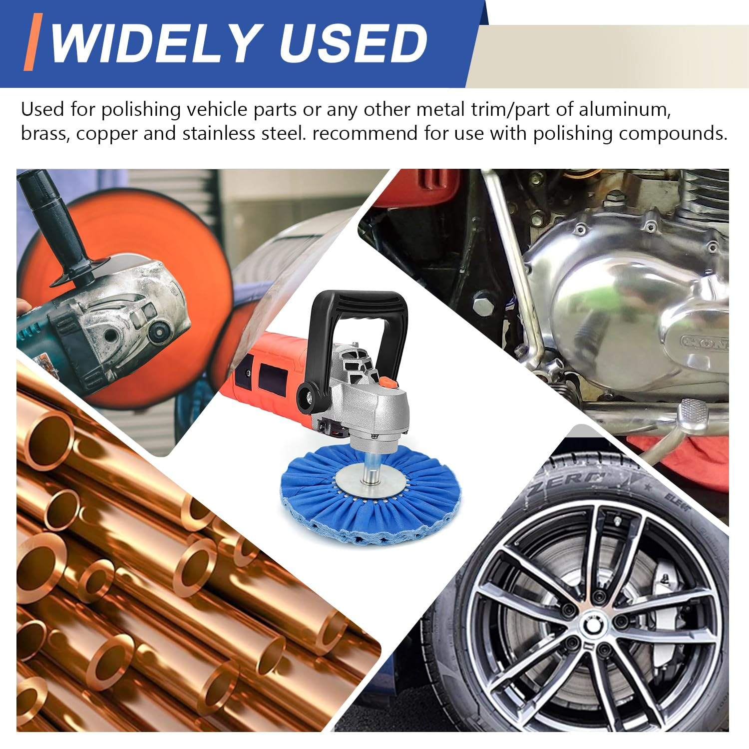 Airway Buffing Wheel Kit 4 Piece Kit (1 Pcs White & 1 Pcs Orange & 1 Pcs Blue &