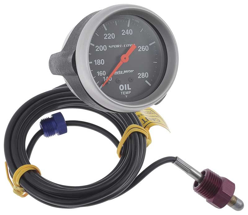 Sport Comp Series 2-5/8" Full Sweep 140�-280� F Mechanical Oil Temperature Gauge