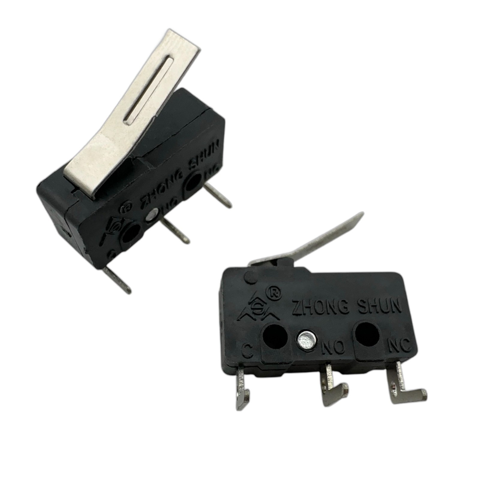 2 Pcs - ZHONG SHUN LXW20 Left Angle Bent Lever Micro Switch 3-Pins 5A 250VAC
