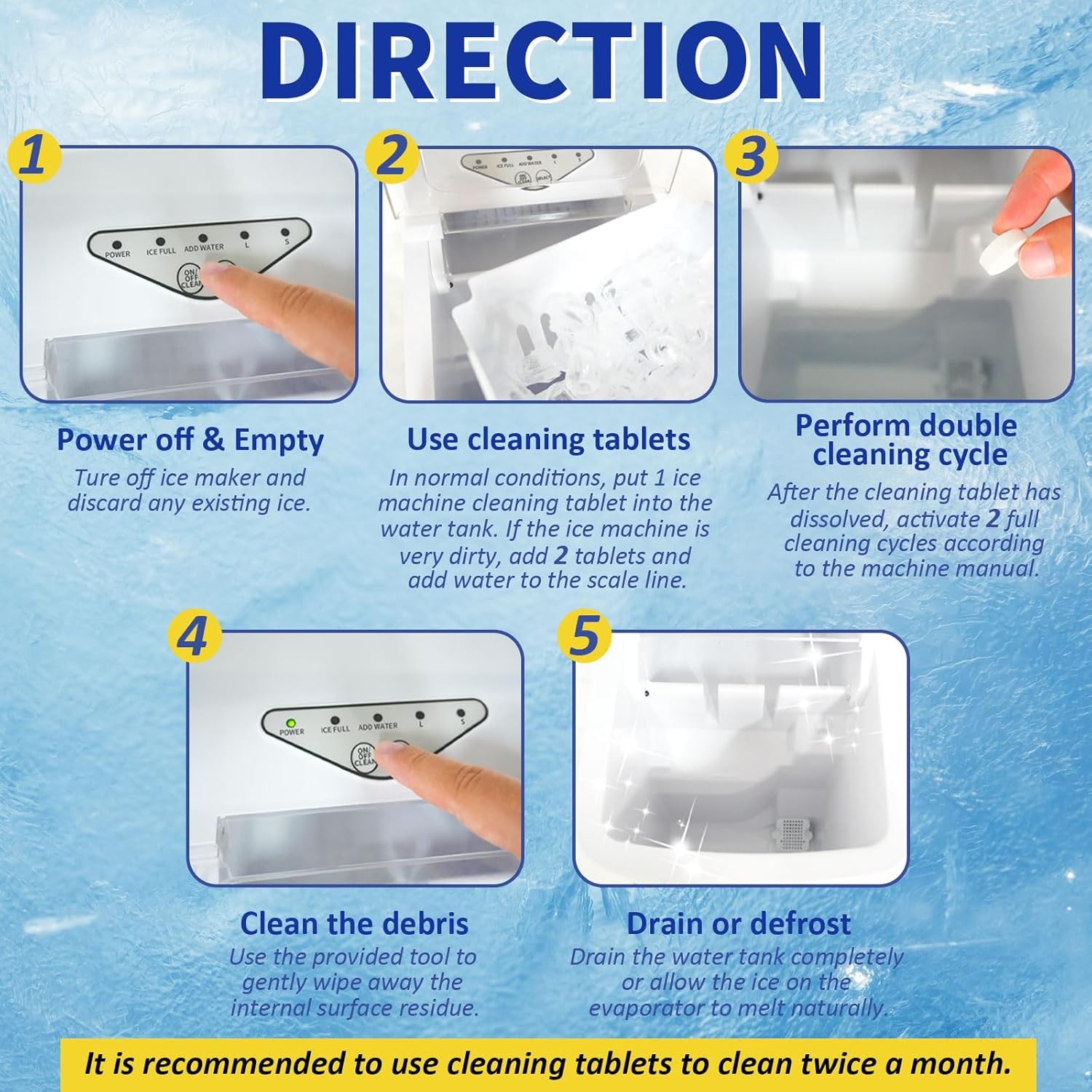 Ice Machine Cleaner Maker and Descaler - 24 Ice Maker Cleaner Tablets Compatible